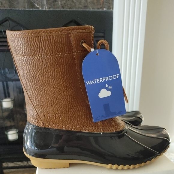 JBU Maplewood Water-Resistant Lace-Up Duck Boots, Navy Tan 7.5 - Picture 5 of 14